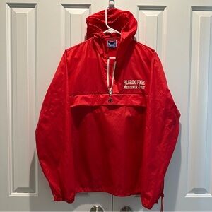 Champion Vtg Red Pullover 1/4 Zip Windbreaker M